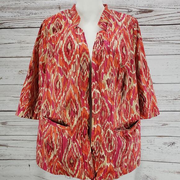 Maggie Barnes for Catherines Geometric Open Front Blazer Jacket Size 0XWP - Picture 1 of 12